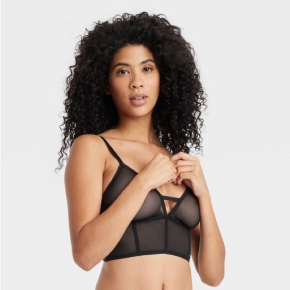 AUDEN, Women’s Bra Mesh Un-Lined Long Line Bralette Wireless Hot Pink in Size M - Picture 7 of 7